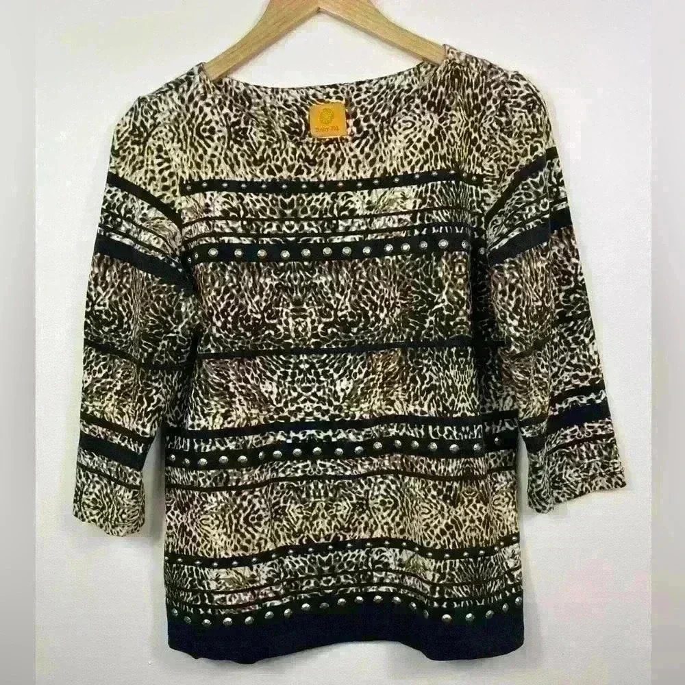 Ruby Rd Womens Animal Print Top Tunic Blouse Shirt Tee Size Medium
